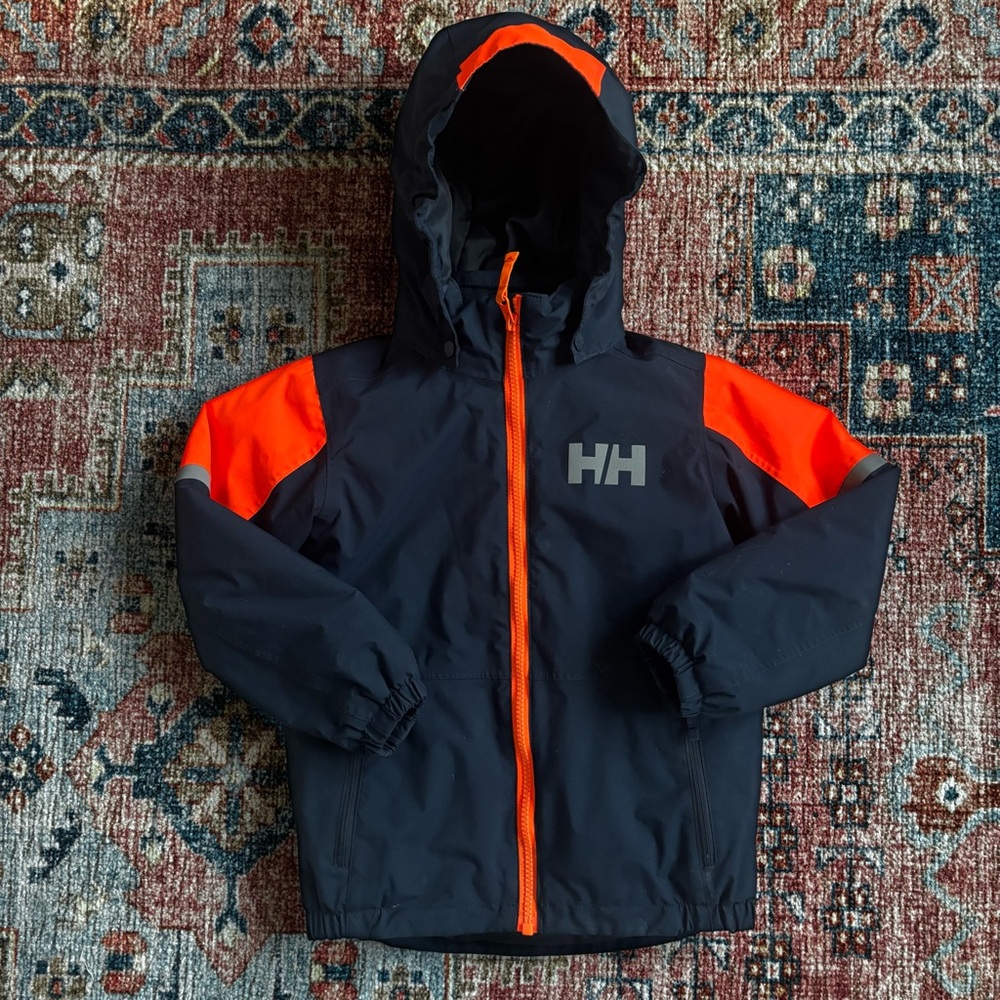 Helly Hansen Kids Navy and Bright Orange Puffer Jacket